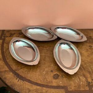 Lot Of 4  Small Stainless Steel Oval Au Gratin Baking Serving Dish 4 Oz, (1 Cup)